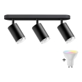 LED RGBW dimmējams vannas istabas virziena gaismeklis TURYN 3xGU10/6,5W/230V 2700-6500K Wi-Fi IP44 melns