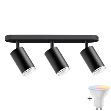LED RGBW dimmējams vannas istabas virziena gaismeklis TURYN 3xGU10/6,5W/230V 2700-6500K Wi-Fi IP44 melns