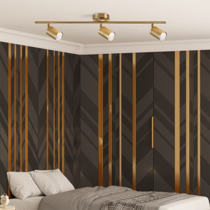 LED RGBW dimmējams spot gaismeklis GOLDI 3xGU10/4,8W/230V 3000K zelta krāsā + tālvadības pults