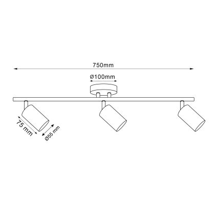 LED RGBW dimmējams spot gaismeklis GOLDI 3xGU10/4,8W/230V 3000K zelta krāsā + tālvadības pults