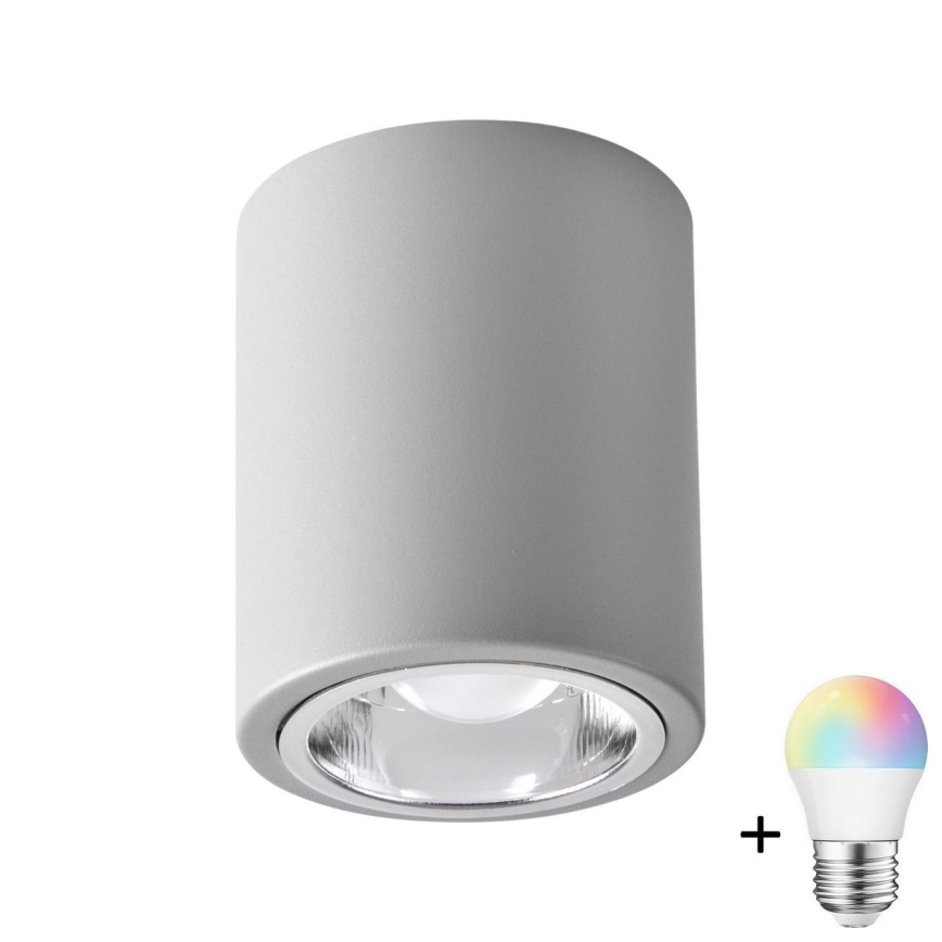LED RGBW dimmējams virziena gaismeklis JUPITER 1xE27/6,5W/230V 2700-6500K Wi-Fi Ø 9,8 cm pelēks