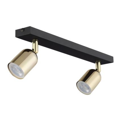 LED RGBW punktveida gaismeklis ar regulējamu spilgtumu TOP 2xGU10/6,5W/230V 2700-6500K melns/zelts