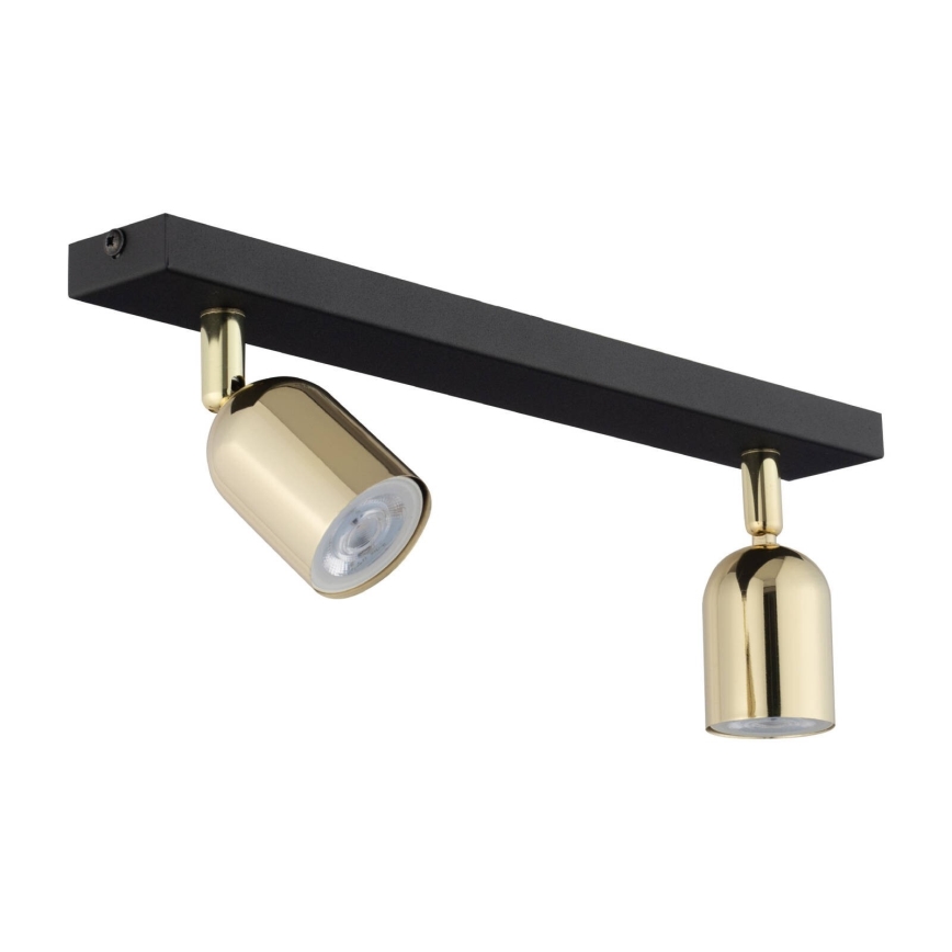 LED RGBW punktveida gaismeklis ar regulējamu spilgtumu TOP 2xGU10/6,5W/230V 2700-6500K melns/zelts