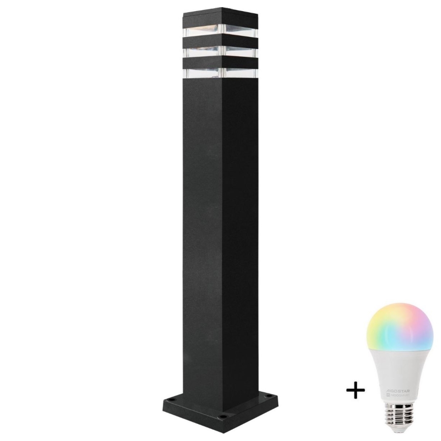 LED RGBW regulējamā āra lampa TEKSAS 1xE27/12W/230V 2700-6500K Wi-Fi 74 cm IP44 antracīta
