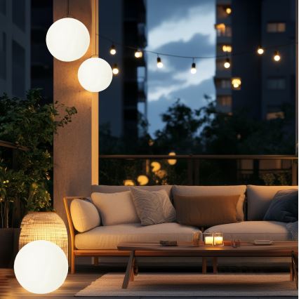 LED RGBW regulējama saules lampa GARDEN BALL LED/5W/3,7V 3000K IP54 2200 mAh Ø 40 cm + tālvadības pults