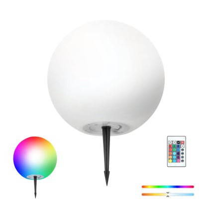 LED RGBW regulējama saules lampa GARDEN BALL LED/5W/3,7V 3000K IP54 2200 mAh Ø 40 cm + tālvadības pults