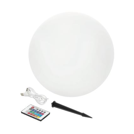 LED RGBW regulējama saules lampa GARDEN BALL LED/5W/3,7V 3000K IP54 2200 mAh Ø 40 cm + tālvadības pults