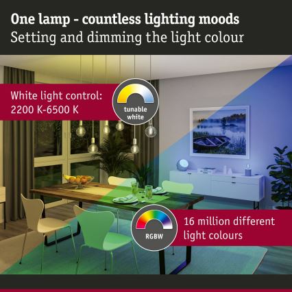 LED RGBW regulējama spuldze FILAMENT E27/6,3W/230V 2200-6500K - Paulmann 29156