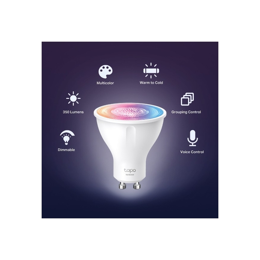 LED RGBW regulējama spuldze GU10/3,7W/230V 2200-6500K Wi-Fi - TP-Link