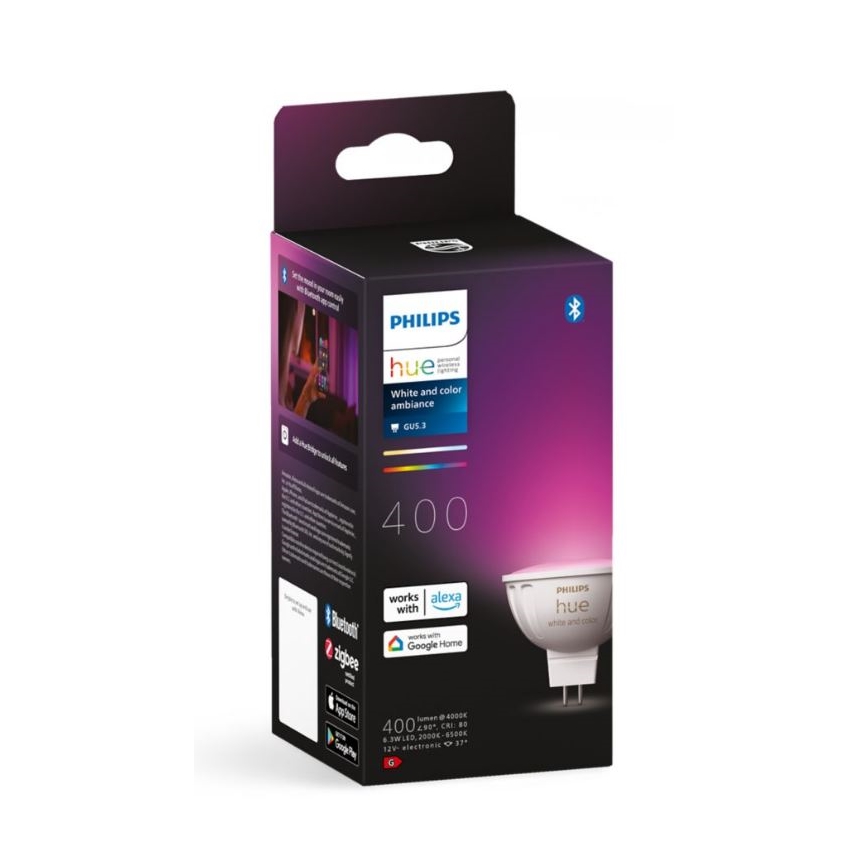 LED RGBW regulējama spuldze Philips Hue White And Color Ambiance GU5,3/MR16/6,3W/12V 2000-6500K