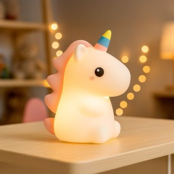 LED RGBW regulējama, uzlādējama bērnu nakts lampiņa ar skārienvadību UNICORN LED/1W/5V 1200 mAh