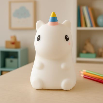 LED RGBW regulējama, uzlādējama bērnu nakts lampiņa ar skārienvadību UNICORN LED/1W/5V 1200 mAh