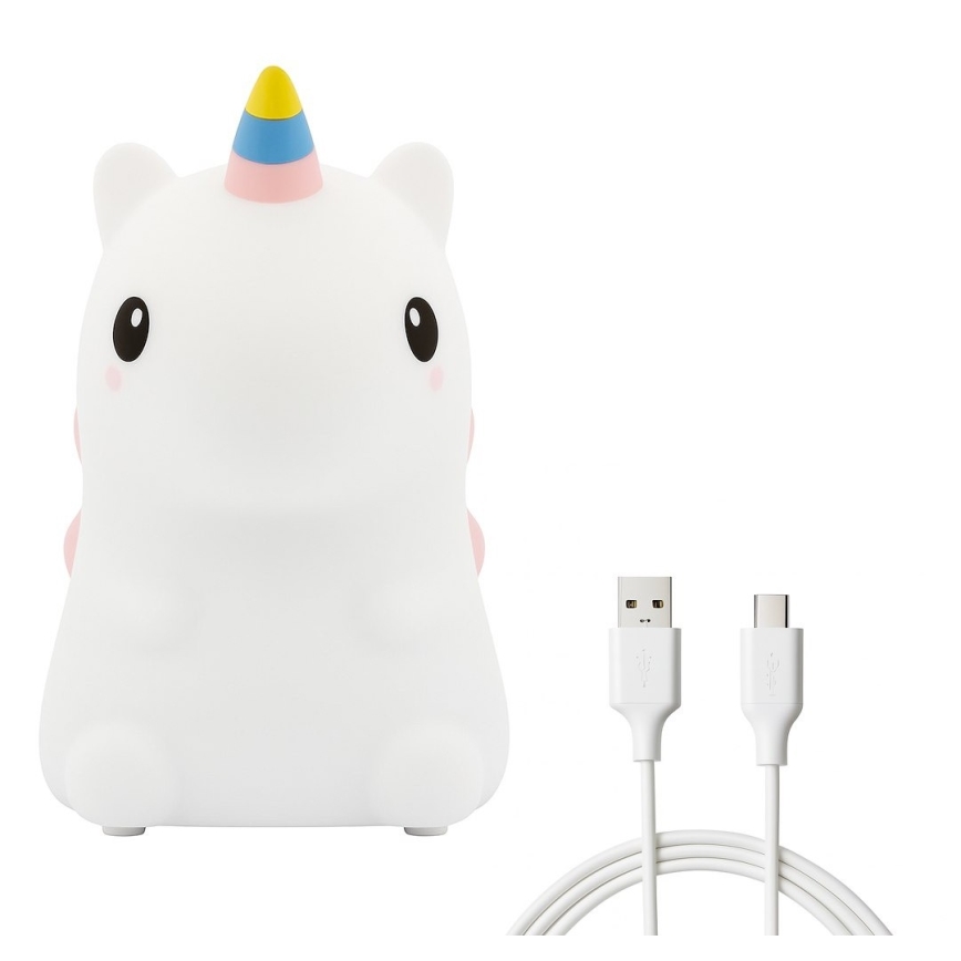 LED RGBW regulējama, uzlādējama bērnu nakts lampiņa ar skārienvadību UNICORN LED/1W/5V 1200 mAh