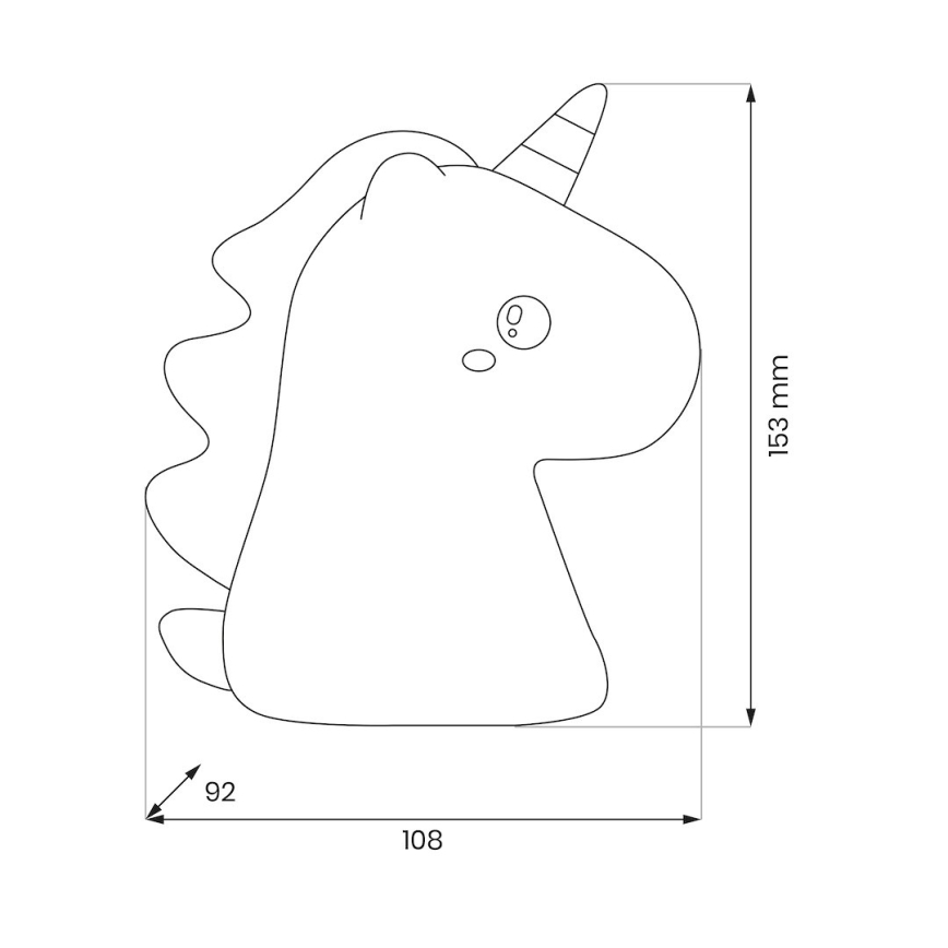 LED RGBW regulējama, uzlādējama bērnu nakts lampiņa ar skārienvadību UNICORN LED/1W/5V 1200 mAh