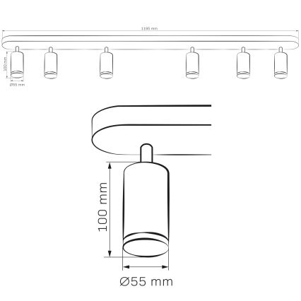 LED RGBW Regulējama vannas istabas gaisma TURYN 6xGU10/6,5W/230V 2700-6500K Wi-Fi IP44 balta