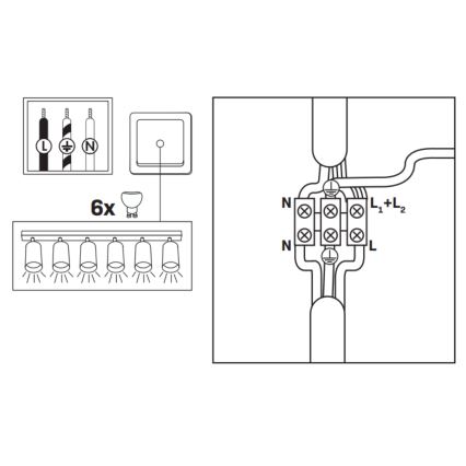 LED RGBW Regulējama vannas istabas gaisma TURYN 6xGU10/6,5W/230V 2700-6500K Wi-Fi IP44 balta