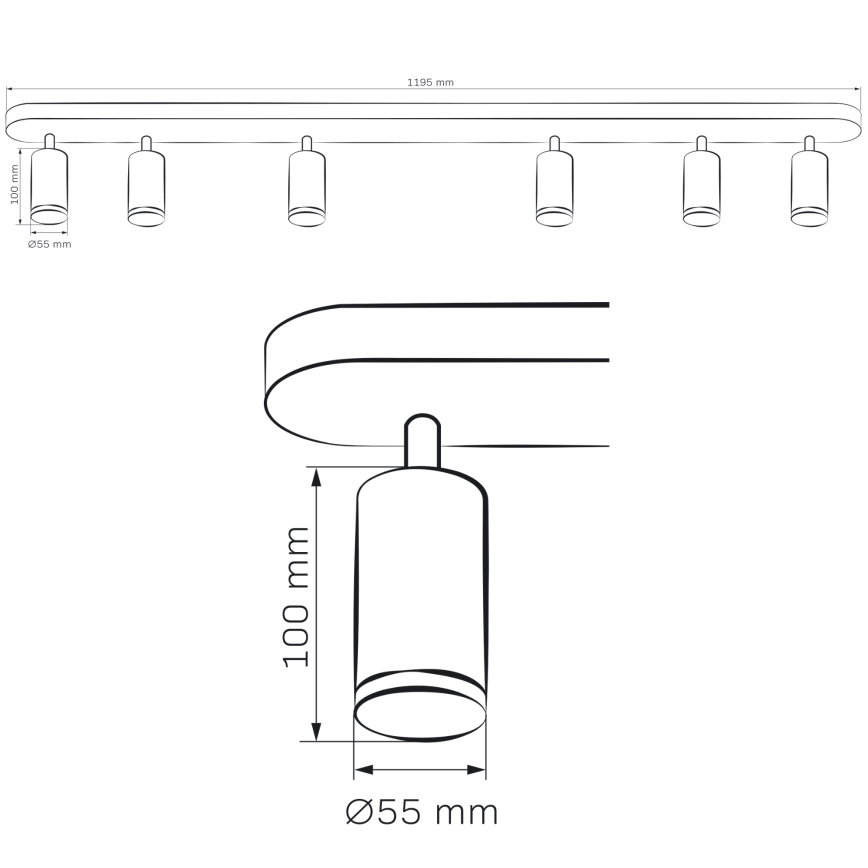 LED RGBW Regulējama vannas istabas gaisma TURYN 6xGU10/6,5W/230V 2700-6500K Wi-Fi IP44 melna