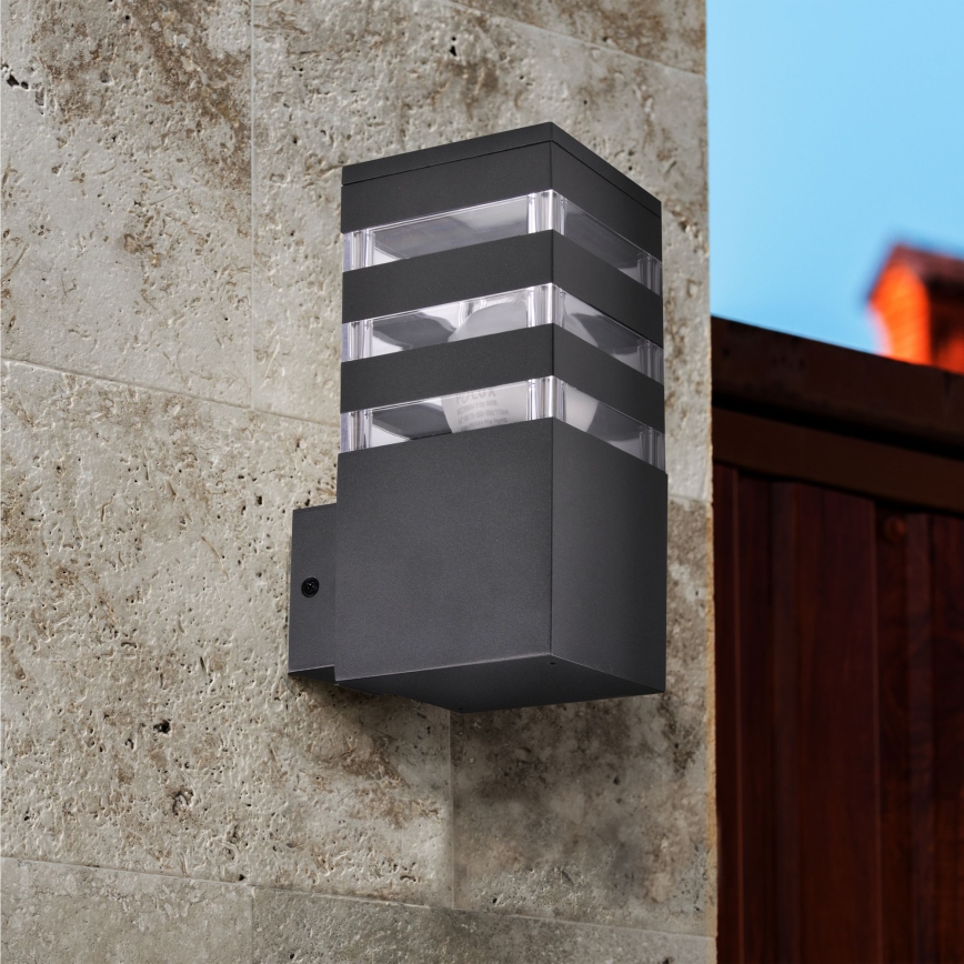 LED RGBW regulējams āra sienas gaismeklis TEKSAS 1xE27/9W/230V 2700–6500K Wi‑Fi IP44 antracīts