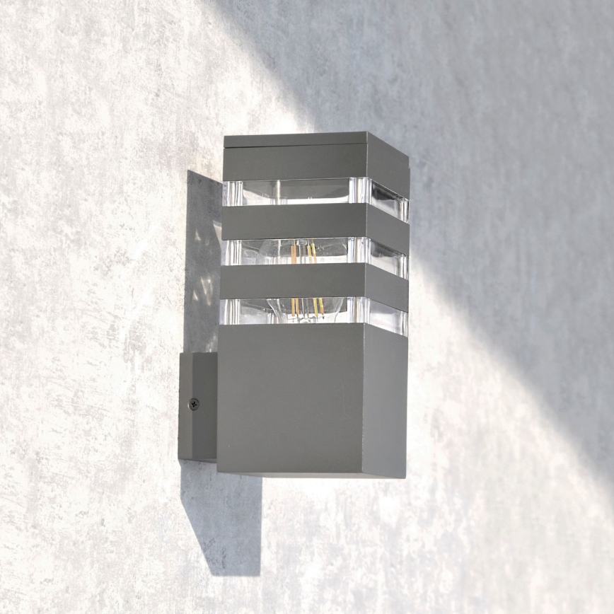 LED RGBW regulējams āra sienas gaismeklis TEKSAS 1xE27/9W/230V 2700–6500K Wi‑Fi IP44 antracīts