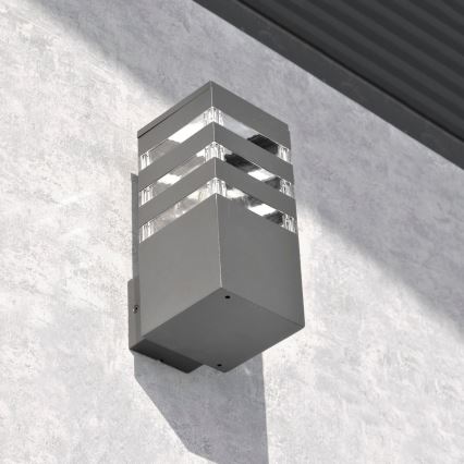 LED RGBW regulējams āra sienas gaismeklis TEKSAS 1xE27/9W/230V 2700–6500K Wi‑Fi IP44 antracīts