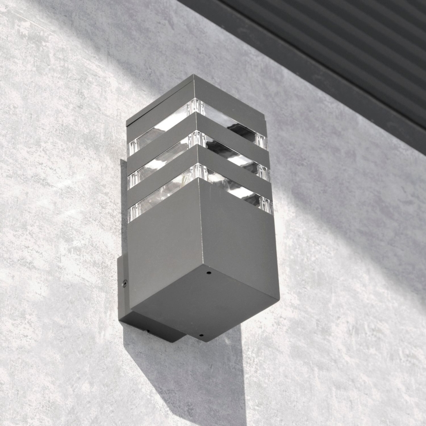 LED RGBW regulējams āra sienas gaismeklis TEKSAS 1xE27/9W/230V 2700–6500K Wi‑Fi IP44 antracīts