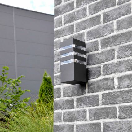 LED RGBW regulējams āra sienas gaismeklis TEKSAS 1xE27/9W/230V 2700–6500K Wi‑Fi IP44 antracīts