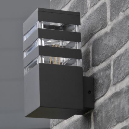 LED RGBW regulējams āra sienas gaismeklis TEKSAS 1xE27/9W/230V 2700–6500K Wi‑Fi IP44 antracīts