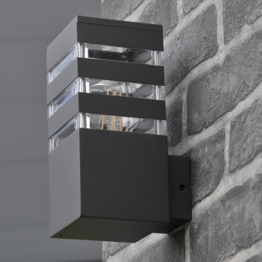 LED RGBW regulējams āra sienas gaismeklis TEKSAS 1xE27/9W/230V 2700–6500K Wi‑Fi IP44 antracīts