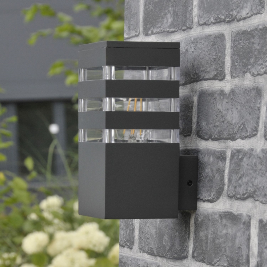 LED RGBW regulējams āra sienas gaismeklis TEKSAS 1xE27/9W/230V 2700–6500K Wi‑Fi IP44 antracīts
