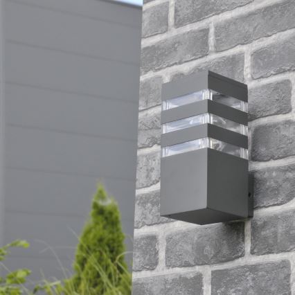 LED RGBW regulējams āra sienas gaismeklis TEKSAS 1xE27/9W/230V 2700–6500K Wi‑Fi IP44 antracīts