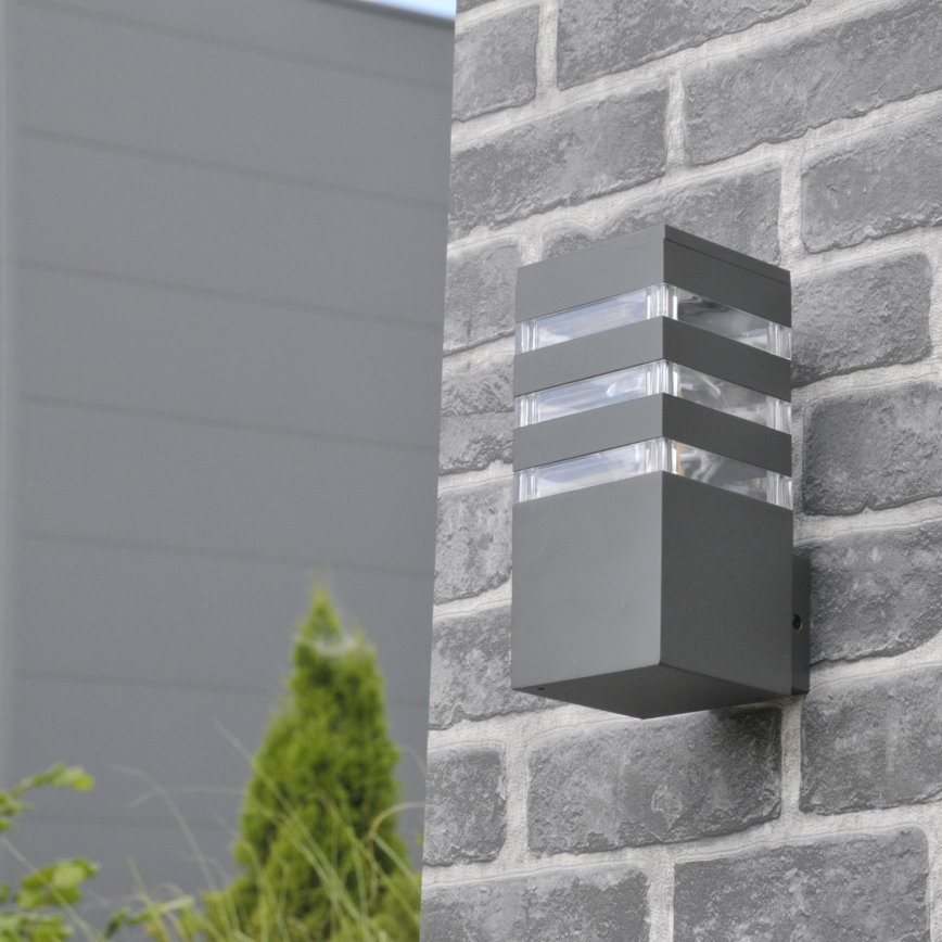 LED RGBW regulējams āra sienas gaismeklis TEKSAS 1xE27/9W/230V 2700–6500K Wi‑Fi IP44 antracīts