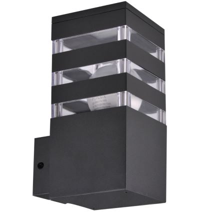 LED RGBW regulējams āra sienas gaismeklis TEKSAS 1xE27/9W/230V 2700–6500K Wi‑Fi IP44 antracīts