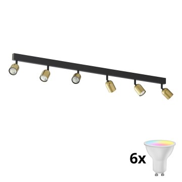 LED RGBW regulējams punktveida gaismeklis TOP 6xGU10/6,5W/230V 2700-6500K zelta/melna