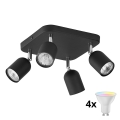LED RGBW regulējams spota gaismeklis TOP 4xGU10/6,5W/230V 2700–6500K melns