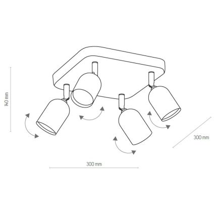 LED RGBW regulējams spota gaismeklis TOP 4xGU10/6,5W/230V 2700–6500K melns