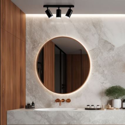 LED RGBW dimmējams vannas istabas virziena gaismeklis TURYN 3xGU10/6,5W/230V 2700-6500K Wi-Fi IP44 melns