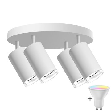 LED RGBW Regulējams vannas istabas punktveida gaismeklis TURYN 4xGU10/4,8W/230V 3000K IP44 balts + tālvadība