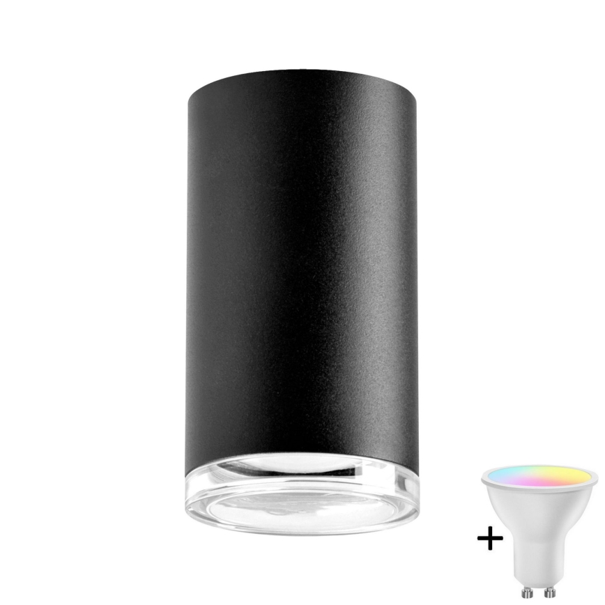 LED RGBW regulējams vannas istabas spot gaismeklis TURYN 1xGU10/6,5W/230V 2700-6500K Wi-Fi IP44 melns