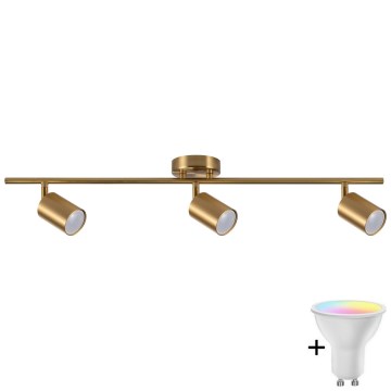 LED RGBW regulējams virziena gaismeklis GOLDI 3xGU10/6,5W/230V 2700-6500K Wi-Fi zelta