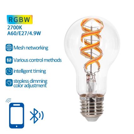 LED RGBW Spuldze FILAMENT A60 E27/4,9W/230V 2700K - Aigostar