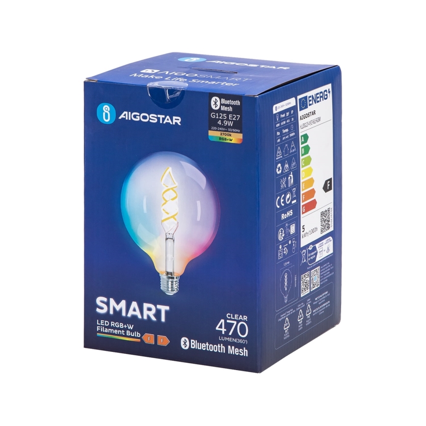 LED RGBW Spuldze FILAMENT G125 E27/4,9W/230V 2700K - Aigostar