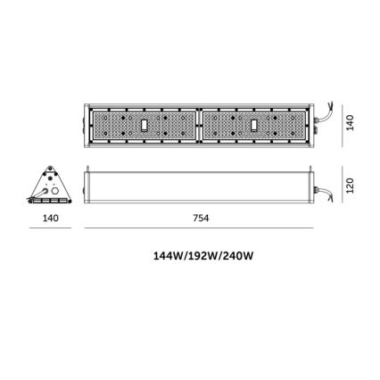 LED aptumšojams rūpnieciskais tehniskais gaismeklis NICO HIGHBAY LED/144/192/240W/230V 3000/4000/6000K IP65