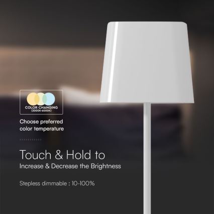 LED Saules enerģijas aptumšojama magnētiska skārienvadāma lādējama galda lampa LED/5W/5V 3000-6000K 3600 mAh IP65 balta