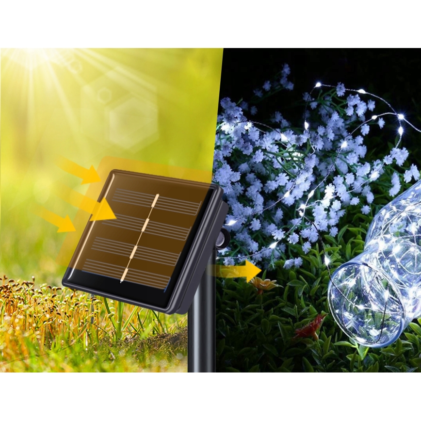 LED saules dekoratīvā virtene 200xLED/1,2V 800 mAh 12 m IP44 melna