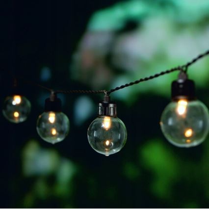 LED saules dekoratīvā virtene 20xLED/8 režīmi 500 mAh 7,6 m IP67 silti balta