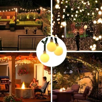 LED saules dekoratīvā virtene, 30 LED, 8 režīmi, 500 mAh, 6,5 m, IP67, siltā balta