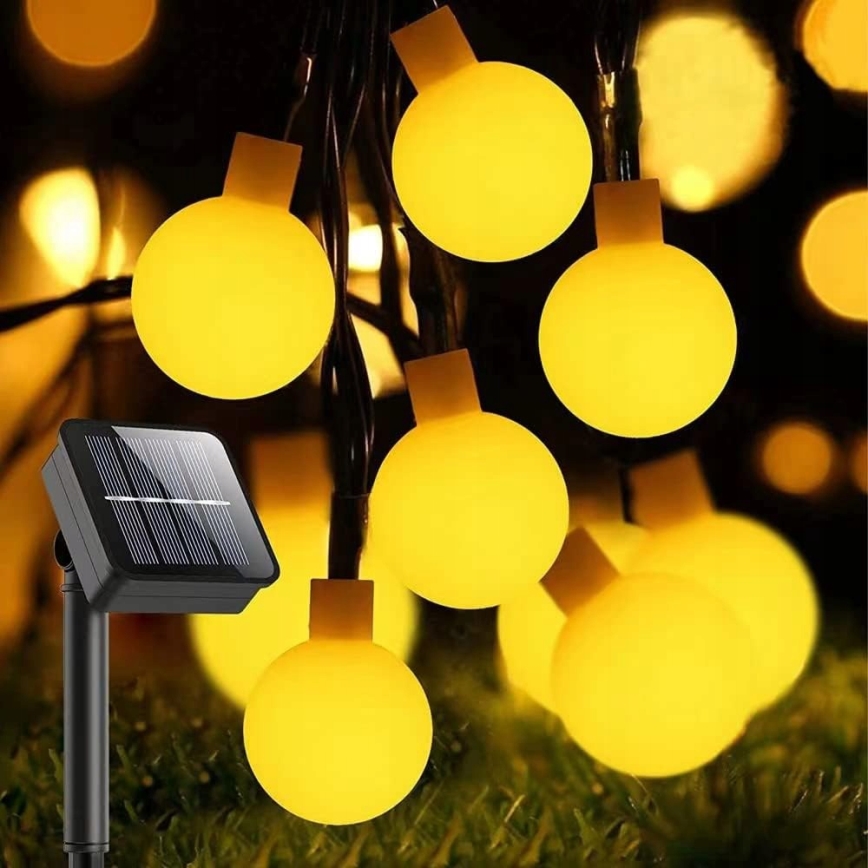 LED saules dekoratīvā virtene, 30 LED, 8 režīmi, 500 mAh, 6,5 m, IP67, siltā balta