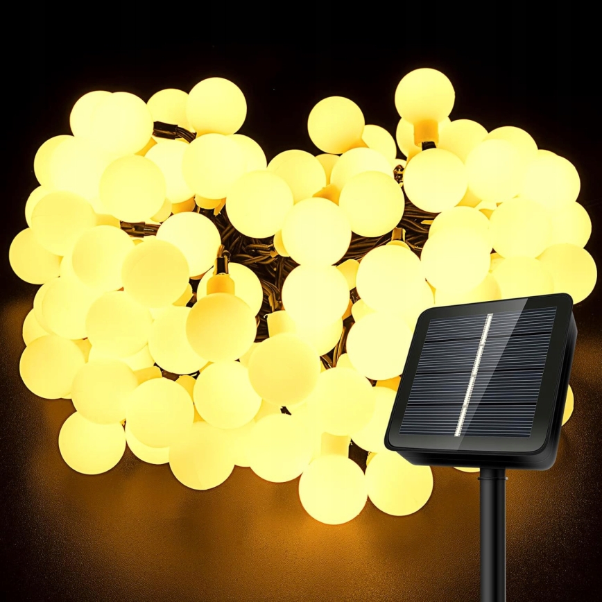 LED saules dekoratīvā virtene, 30 LED, 8 režīmi, 500 mAh, 6,5 m, IP67, siltā balta