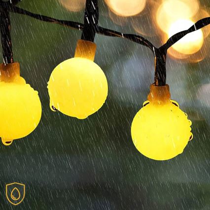 LED saules dekoratīvā virtene, 30 LED, 8 režīmi, 500 mAh, 6,5 m, IP67, siltā balta