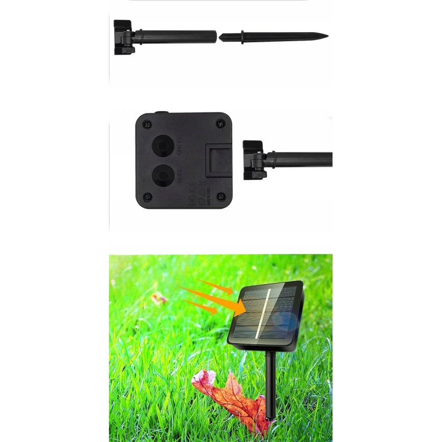 LED saules dekoratīvā virtene, 30 LED, 8 režīmi, 500 mAh, 6,5 m, IP67, siltā balta